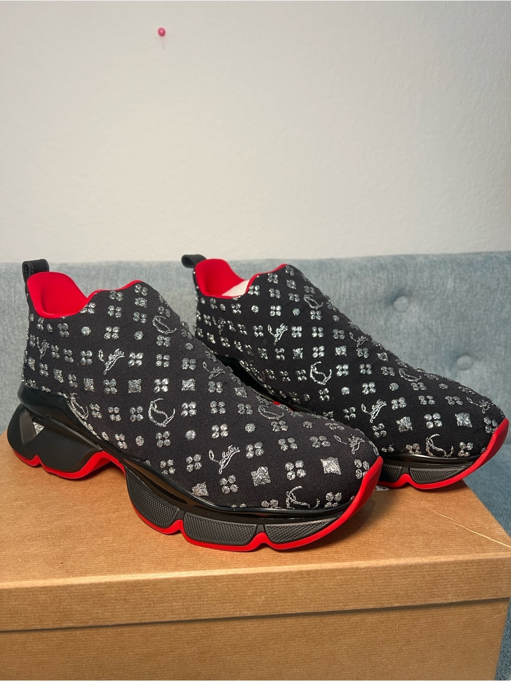 Christian Louboutin Space Run logo-knit sock sneakers
